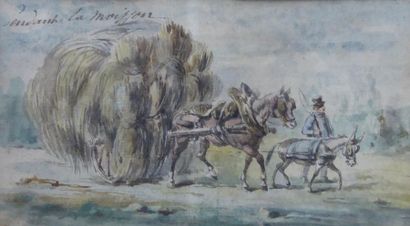 null Ecole française du XIXème siècle : Postillon et chevaux de relai de poste. Le...