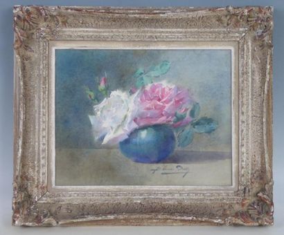 Blanche ODIN (1865-1957): Roses dans un vase...