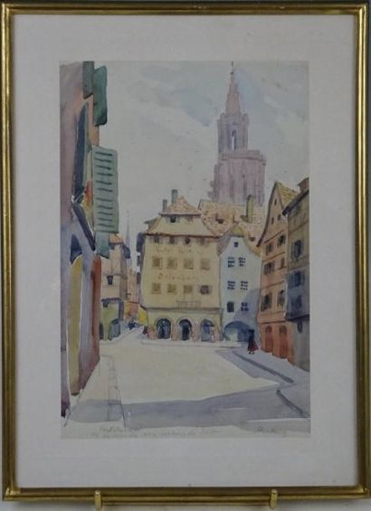 null Vladimir ROZMAINSKI (1885-1943) : Strasbourg. Deux aquarelles ; l'une titrée...