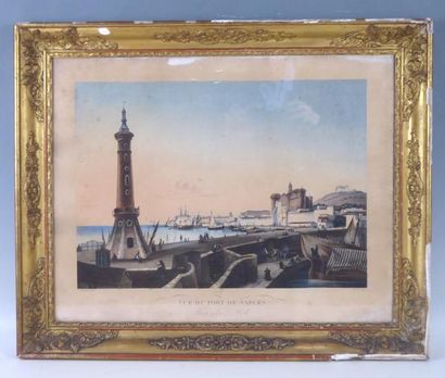 null Louis GARNERAY (1755-1837): Vue du port de Naples, prise du Môle. Aquatinte...