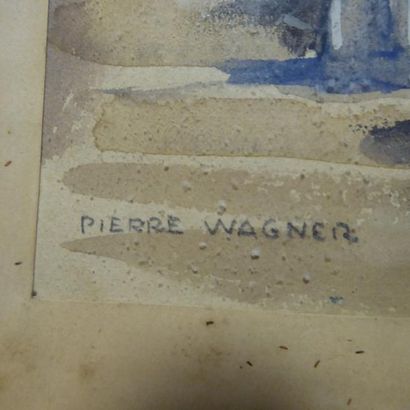 null Pierre WAGNER (1897-1943) : Marins se restaurant sur la côte. Signé en bas à...