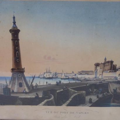 null Louis GARNERAY (1755-1837): Vue du port de Naples, prise du Môle. Aquatinte...