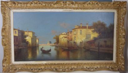 null Alphonse LECOZ (XIX-XXe) : Vue de Venise. Huile sur toile. Signé en bas à droite....
