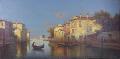 null Alphonse LECOZ (XIX-XXe) : Vue de Venise. Huile sur toile. Signé en bas à droite....