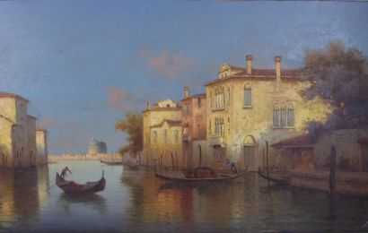 null Alphonse LECOZ (XIX-XXe) : Vue de Venise. Huile sur toile. Signé en bas à droite....