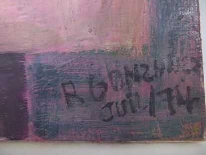 null R. GONZALEZ (XXe) : Composition abstraite. Huile sur toile. Signé en bas à droite...