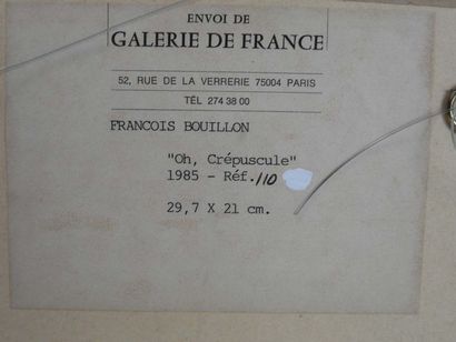 null François BOUILLON (1944) : Oh, Crépuscule. Dessin. 1985. 29,7x21cm . Etiquette...