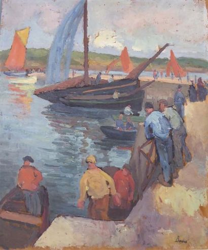 Léonard BORDES (1898-1969) : Port de pêche...