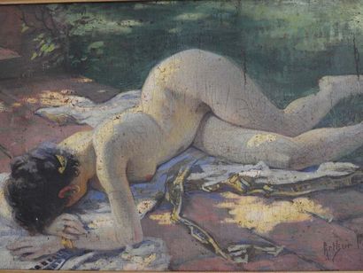 null Arthur FOACHE (1871-1967) : Nu féminin. Huile sur toile marouflée. Signé en...