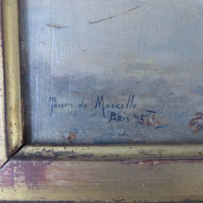 null Marcillo DE TORRES (XIXe): Jeune cavalier. Huile sur panneau. Signé et daté...