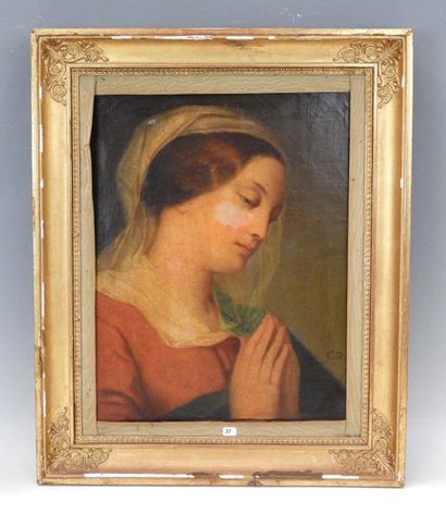 Ecole ITALIENNE vers 1830: Portrait de vierge...