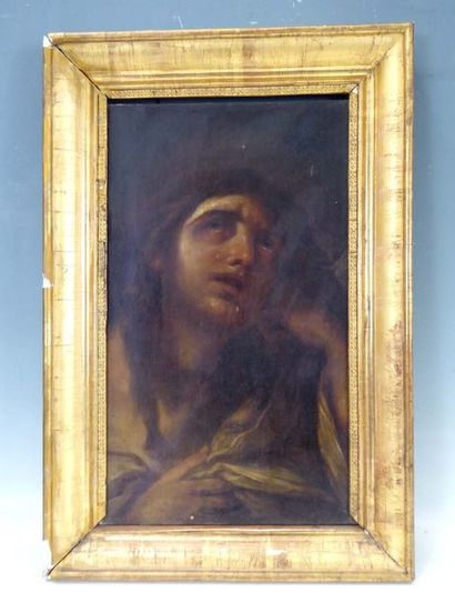 null Ecole ITALIENNE du XIXème siècle: Christ aux larmes. Huile sur toile. 52x31cm....