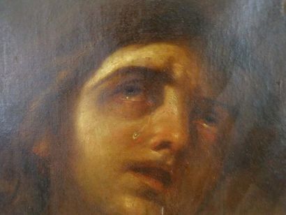 null Ecole ITALIENNE du XIXème siècle: Christ aux larmes. Huile sur toile. 52x31cm....