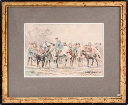 null André COLIN - XIXe/XXe siècle

Présentation de chevaux.

Aquarelle signée en...