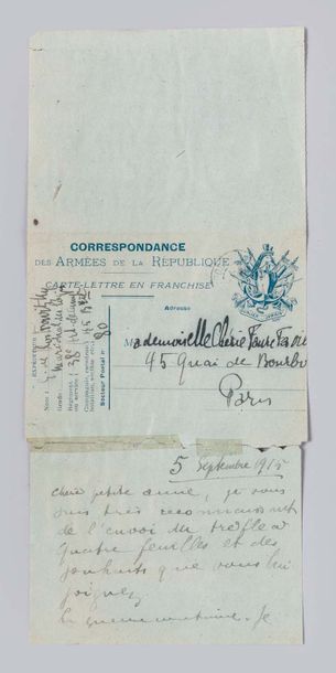 Guillaume APOLLINAIRE (1880-1918)

Carte-correspondance...