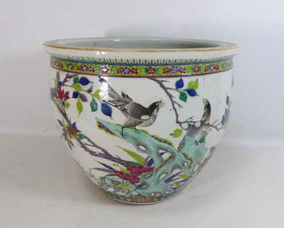 null CHINE

Grande vasque en porcelaine décorée en émaux polychromes d'oiseaux branchés.

Epoque...