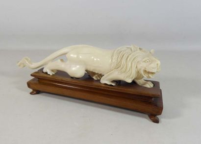 null CHINE - Début XXe siècle

Okimono en ivoire représentant un lion rugissant....