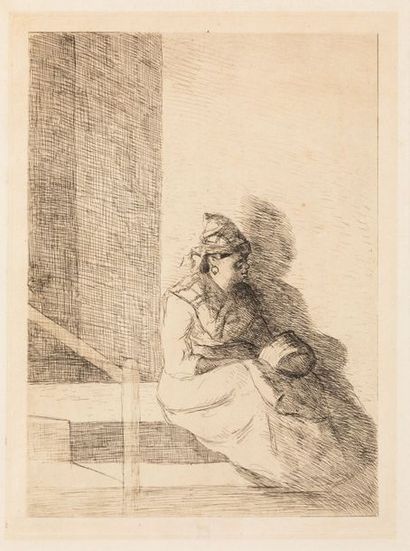 C. Pissarro, La Negresse, 1867 Camille Pissarro (1830-1903). Gravure à l'eau-forte... Gazette Drouot