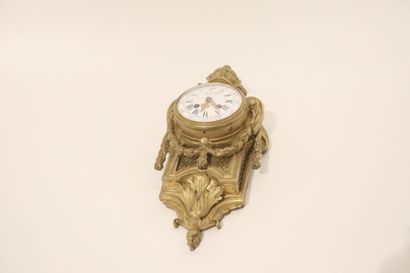 null Cartel d'alcove de style Louis XVI, fin XIXe, bronze doré, mouvement marqué...