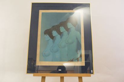 LABISSE FÉLIX (1905-1982) "Quadruple nu", XXe, lithographie polychrome, signée en...