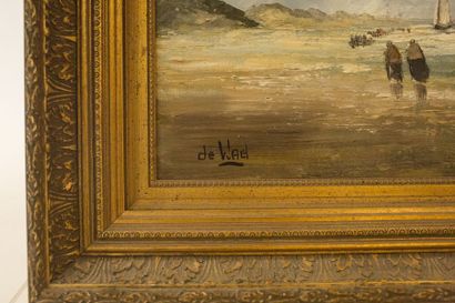 de Wael "Plage de Zélande", XXe, huile sur panneau, signée en bas à gauche, 40x60...