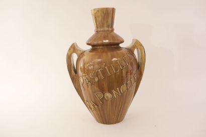 Hasselt Jarre d'apothicaire (Pastilles Em. Poncelet), circa 1900, céramique glaçurée,...