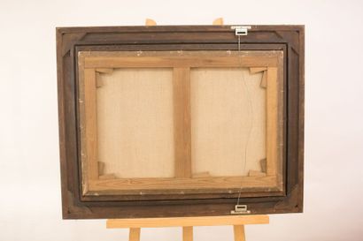 STEVENS J. D. "Bonne lisant", reproduction (?) marouflée sur toile, 70x49,5 cm.