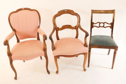 null Varia de cinq sièges (deux fauteuils, paire de chaises et chaise cannée) [u...