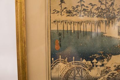JAPON "Paysage hivernal", époque d'Edo - ère Meiji / XIXe, estampe ?ban, 22,5x35...