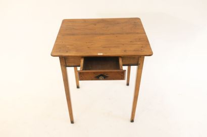 null Table d'appoint de style Directoire, petit tiroir en ceinture, XIXe, bois partiellement...