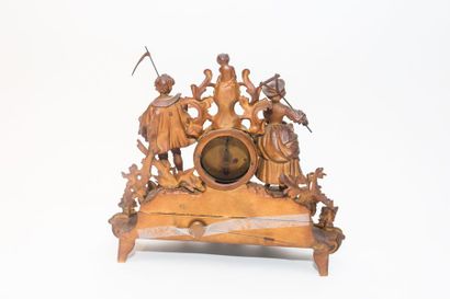 null Pendule de cheminée d'époque Napoléon III ornée de sujets champêtres, fin XIXe,...