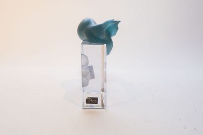 DAUM - France "Chat sur un aquarium", XXe, épreuve en pâte de cristal coloré et cristal...