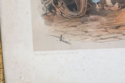 ADAM VICTOR (1801-1866) "Chevaux à l'écurie" et "L'Écurie à la ferme", paire de lithographies...
