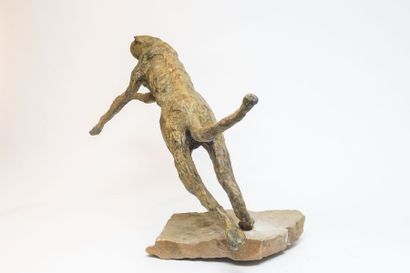 DE LAMINNE Juan "Cheetah Attack", XXIe, importante épreuve en bronze à patine nuancée...
