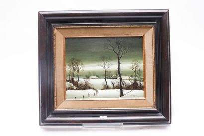 WILLEQUET Piet (1950) "Paysage hivernal", 1993, huile sur toile, signée en bas à...