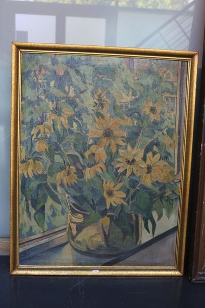 CANNEEL Marcel (1894-1953) "Bouquets", [19]47 et 1950 (?), deux huiles sur toile,...