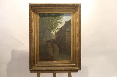 JACMART "Moulin à eau", 1883, huile sur toile, signée et datée en bas à gauche, 60x40...