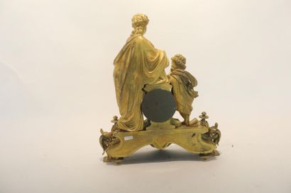 null Pendule de cheminée d'époque Napoléon III ornée de figures allégoriques (L'Étude),...
