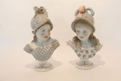 Allemagne "Minerve et Bellone", fin XIXe - début XXe, paire de bustes sur piédouche...