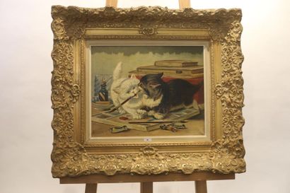 RONNER Henriette (1821-1909) [d'après] "Chats dans l'atelier du peintre", fin XIXe,...
