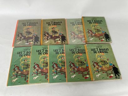 HERGÉ, REMI Georges dit (1907-1983) "Les Aventures de Tintin - Les 7 boules de cristal",...