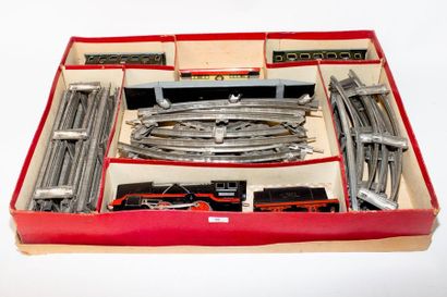 Germany Set de train (locomotive 020 mécanique avec clef, deux voitures-voyageurs,...
