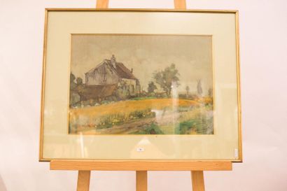 HOLST Frans (1876-1935) "Village", 1929, pastel sur papier, signé et daté en bas...