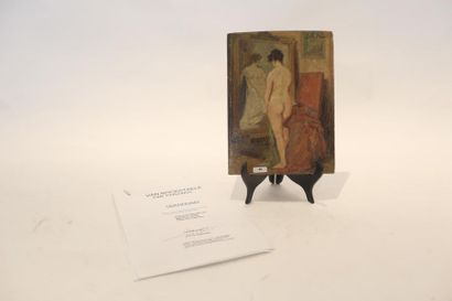 BAES Emile (1879-1954) "Nu dans l'atelier du peintre", début XXe, huile sur panneau,...