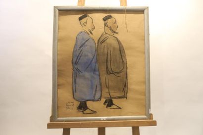 CANNEEL JULES MARIE (1881-1953) "Juifs de Casablanca", 1926, fusain et aquarelle...
