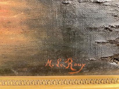 LE ROUX M. "Crépuscule", début XXe, huile sur toile, signée en bas à droite, 39,5x32,5...
