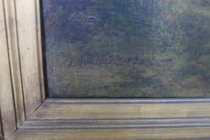DE PRATERE Edmond (1826-1888) "La Lisière du bois", 1870, huile sur toile, signée...