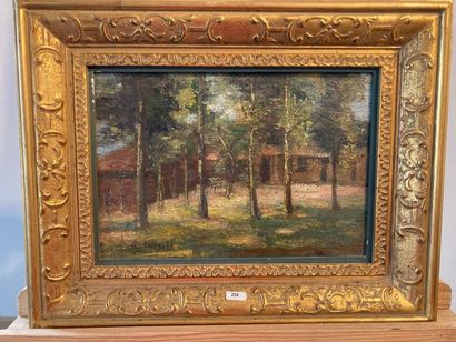 LACROIX Paul (1827-1869) [attribué à] "Jardin arboré", XIXe, huile sur carton, signée...