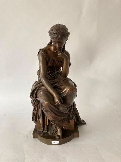 MOREAU Mathurin (1822-1912) [attribué à] "Jeune Femme songeuse vêtue à l'antique",...