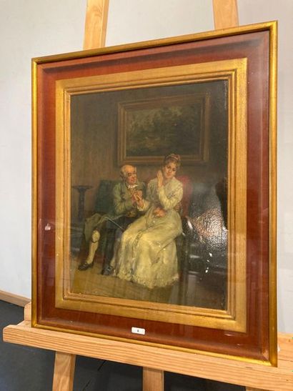 DANSAERT Léon (1830-1909) "Les Amoureux", fin XIXe, huile sur panneau, signée en...